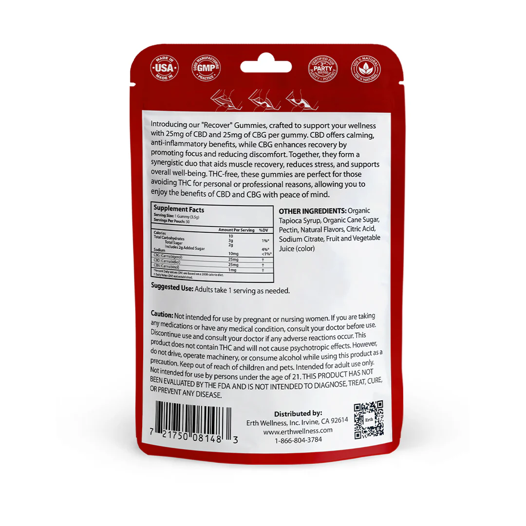 Recover Gummies – CBD + CBG (THC-Free) - Strawberry Mango (1500mg) - Image 2