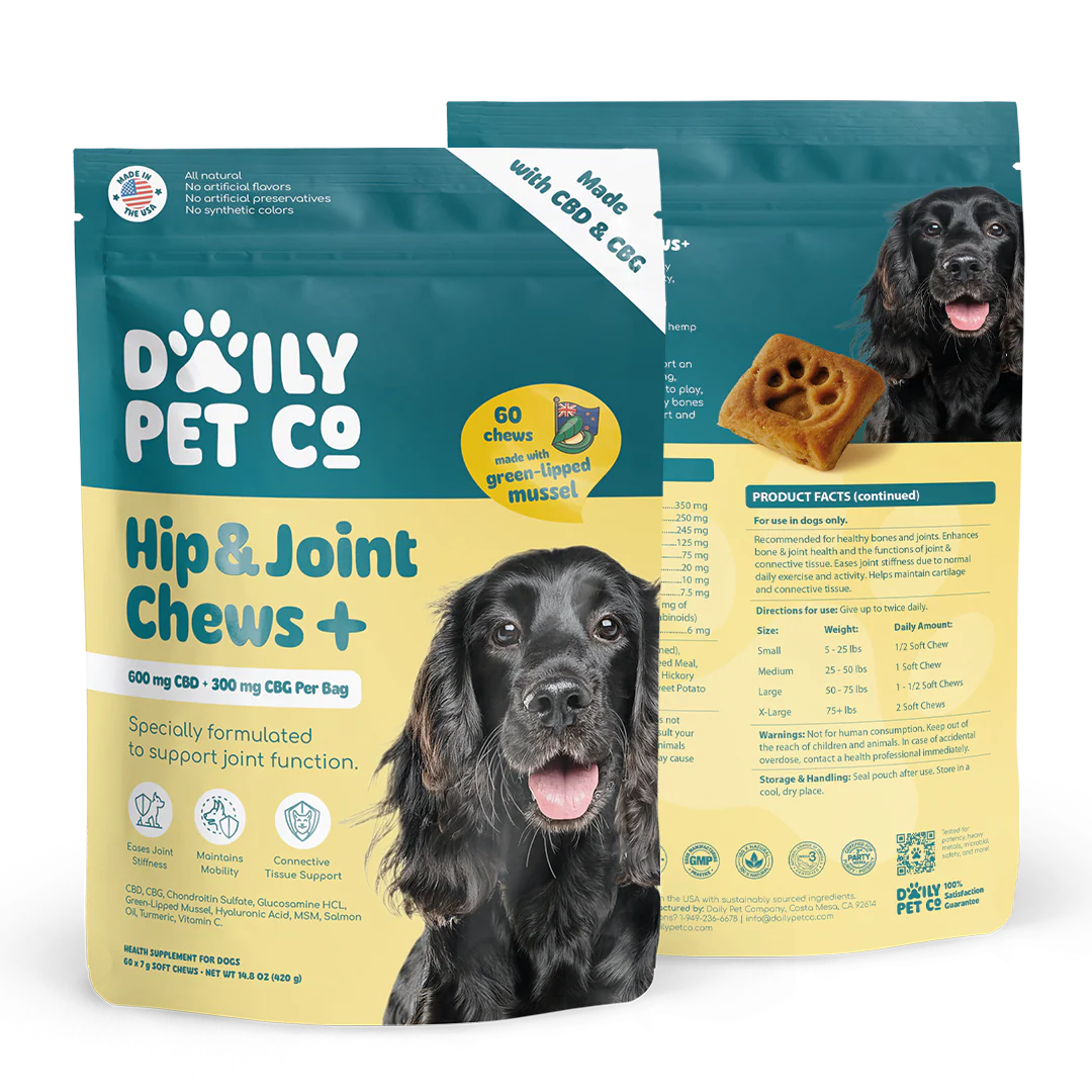 Hip & Joint Soft Chews+ for Dogs - 600mg CBD : 300mg CBG
