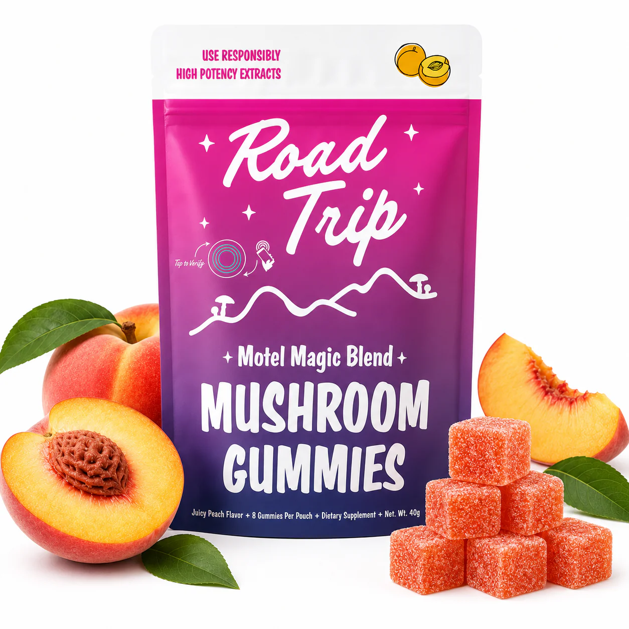 Motel Magic Mushroom Gummies - Juicy Peach - Image 3