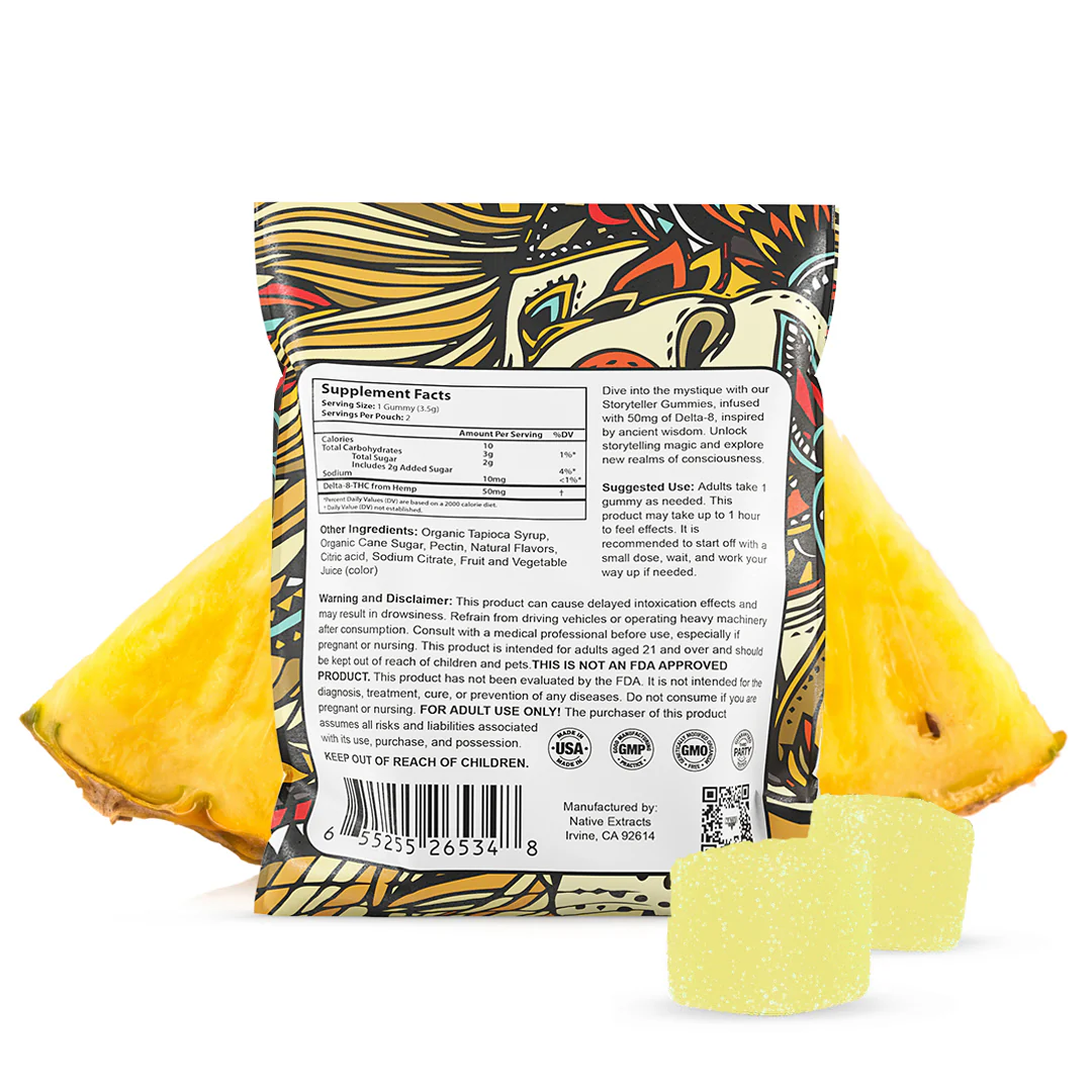 "Storyteller" - 100mg Delta-8 Gummies - Pineapple (Sample Size) - Image 2